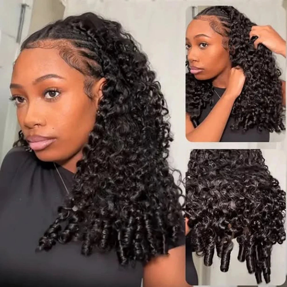 Half Wig Burmese Curly Glueless Human Hair Wigs With Drawstring