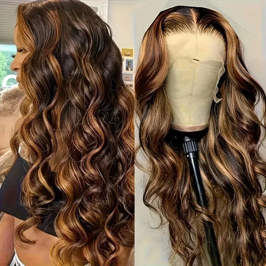 Body wave 4/27 Honey Blonde 30 inch lace front wig human hair hd lace frontal wig
