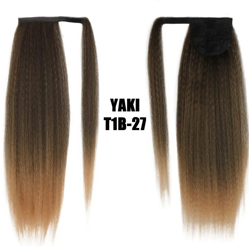 Synthetic Long Kinky Straight Ponytail Extension for 24 Inch Clip in