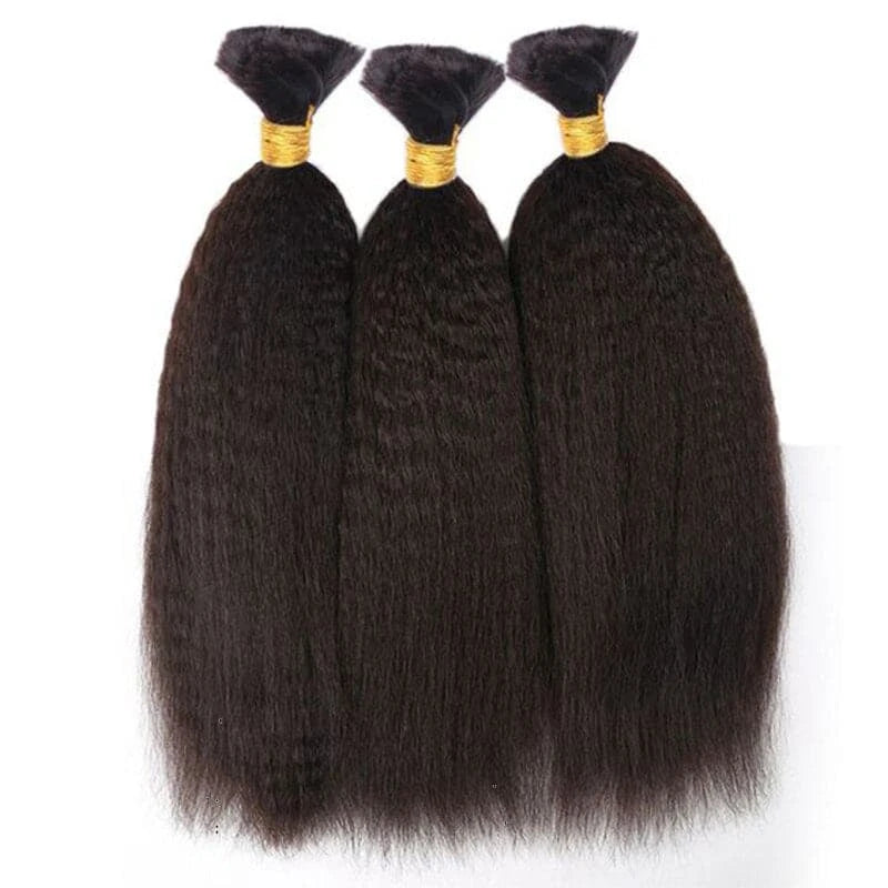 Kinky Straight Human Braiding Hair Bundles No Weft Yaki Straight