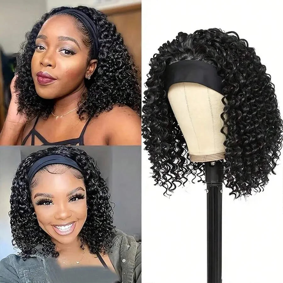 Headband Half Wigs Human Hair Brazilian Glueless Deep Wave