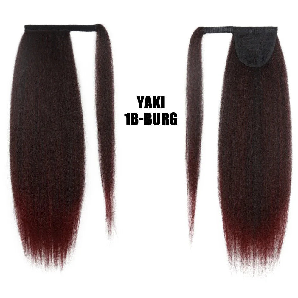 Synthetic Long Kinky Straight Ponytail Extension for 24 Inch Clip in