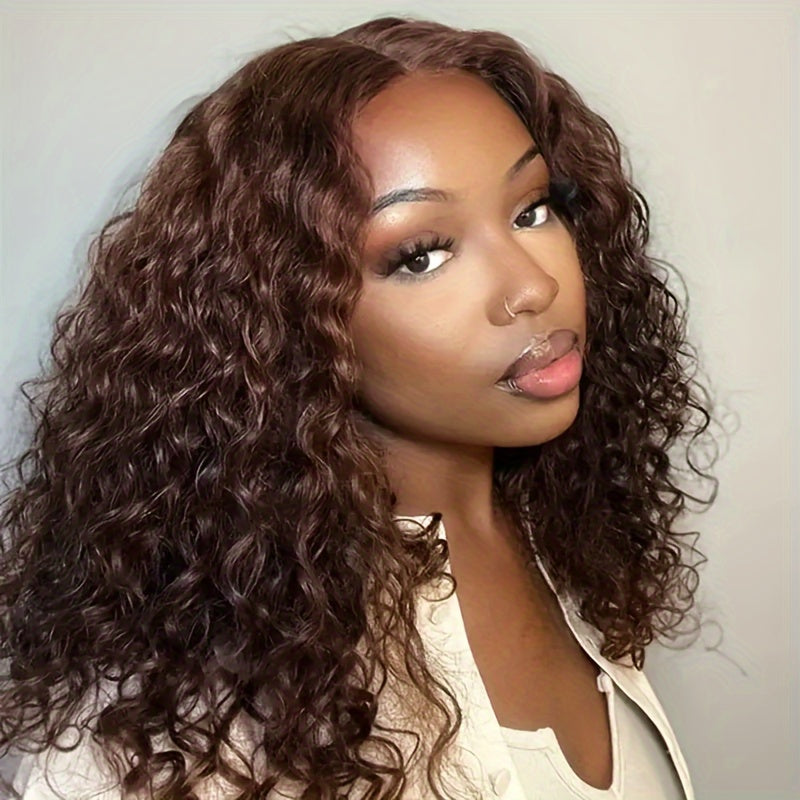 Reddish Brown Short Bob Curly Wigs Human Hair 4X4 Hd Transparent Lace Closure Wig Pre Plucked With Baby Hair