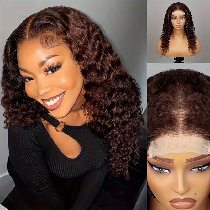 Reddish Brown Short Bob Curly Wigs Human Hair 4X4 Hd Transparent Lace Closure Wig Pre Plucked With Baby Hair