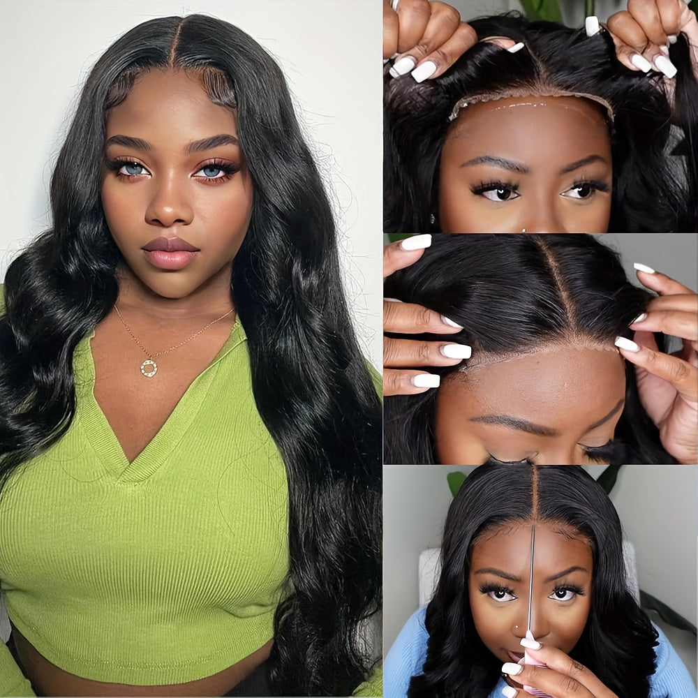 [4x4 Lace Human Hair Wigs] Glueless Short Bob Wig with Body Wave - 180% Density, 4x4 Lace Front, Ready to Wear Pre-Plucked with Baby Hair, Glueless Brazilian Virgin wigs