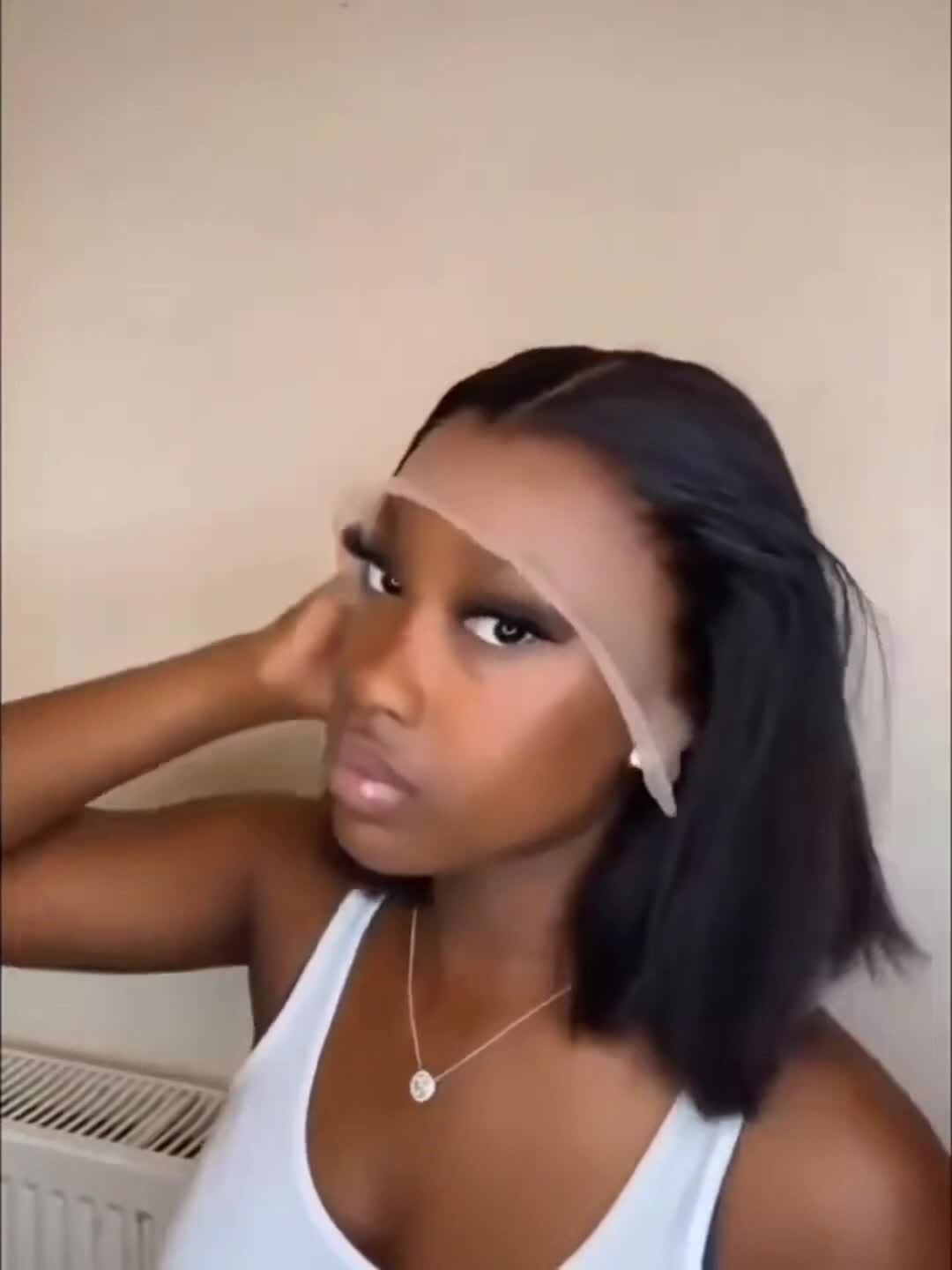 13x4 Short Bob Human Hair 180% Density 8-12inch 100% Brazilian Virgin Human Hair