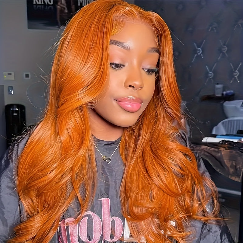 Ginger Orange Short Bob Wig Human Hair 4x4 Lace Front Pre-Plucked 150% Density