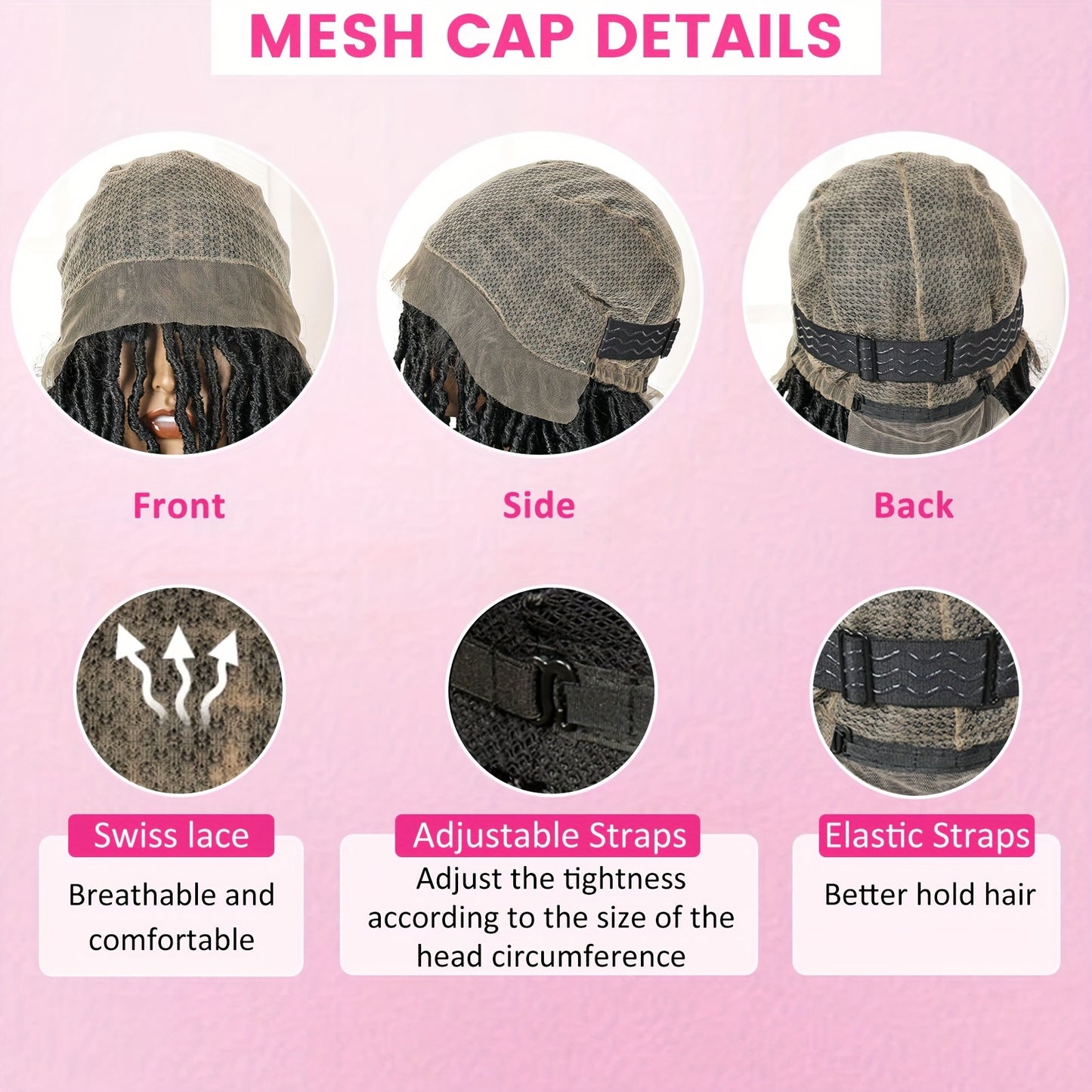 Knotless Braided Wigs Faux Locs Wigs for Women Handmade Full Double Lace Front Braid Wigs Synthetic Lace Frontal Wig Braid Hair Wig 22 Inch