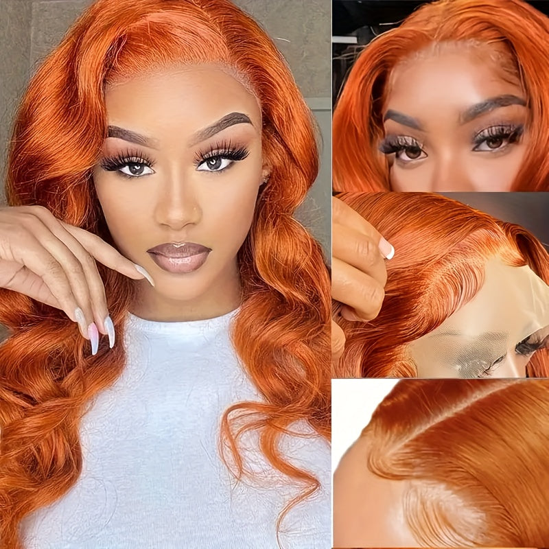 Ginger Orange Short Bob Wig Human Hair 4x4 Lace Front Pre-Plucked 150% Density