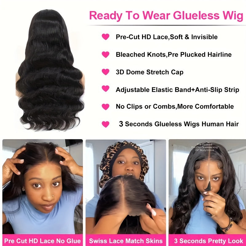 Body Wave 200 Density 6X4 Hd Lace Closure Wigs Human Hair