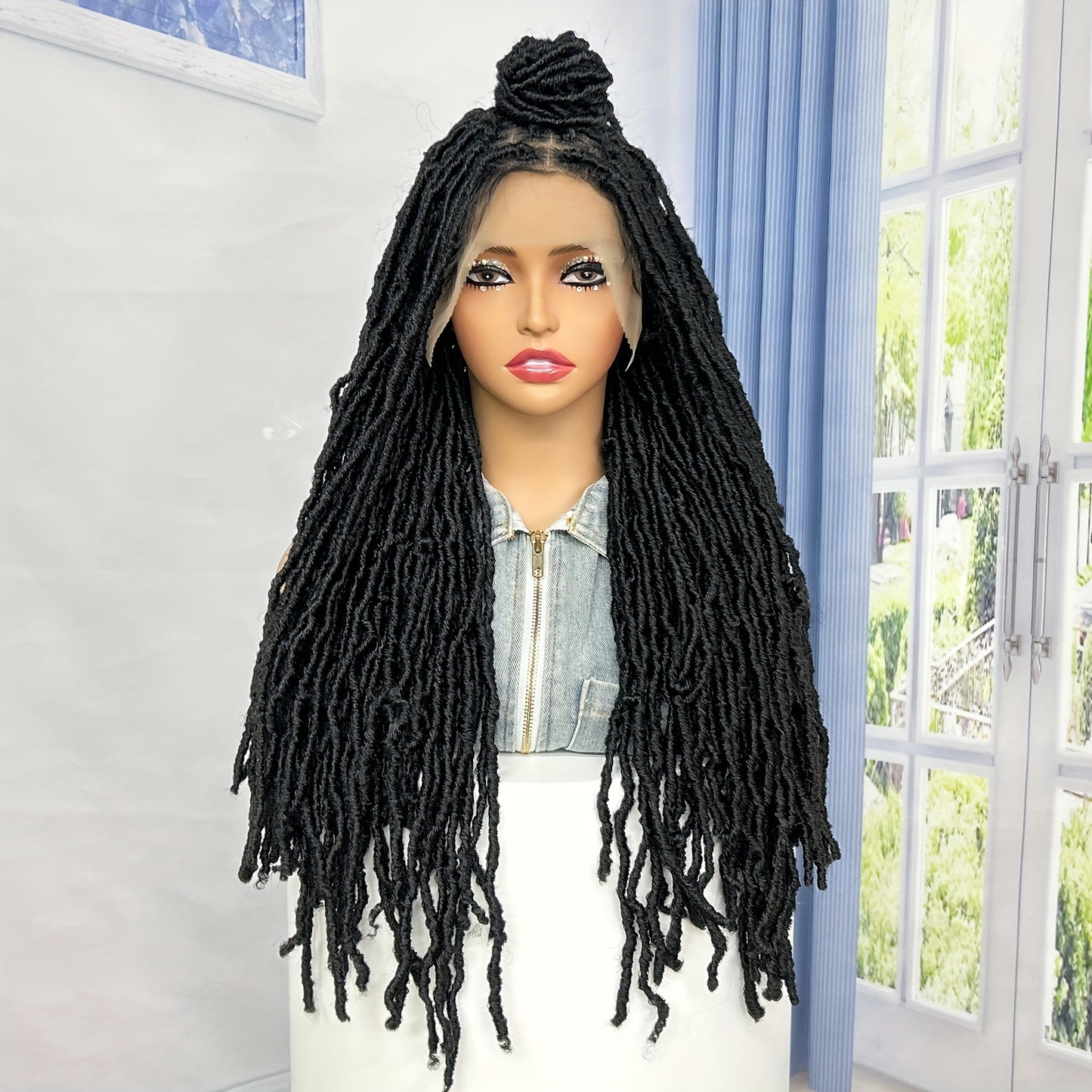 26 Inch Soft Faux Locs Wigs For Black Women, Thick New Faux Locs Wigs, Knotless 9*6 Lace Synthetic Locs Wig Pre Plucked